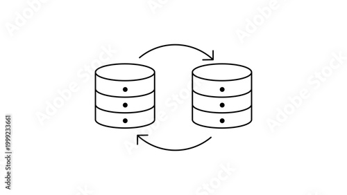 Foto CRM Integration and Data Synchronization Minimalist Black Line Vector Icon on Wh