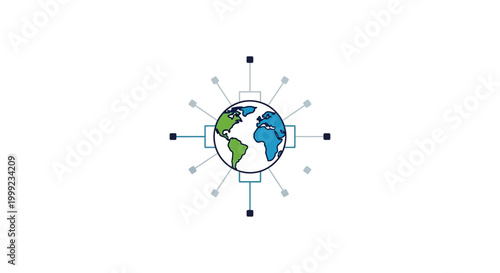 Φωτογραφία Earth Globe with Lines and Dots.