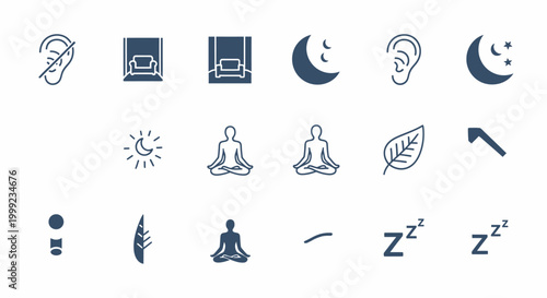Sleep and rest icons set collection.