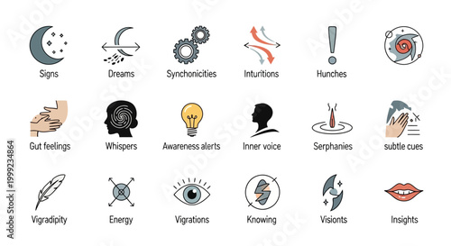 Foto Symbols and icons for knowledge concepts.