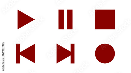 Collection of geometric shapes including play, pause, stop, rewind, and forward symbols