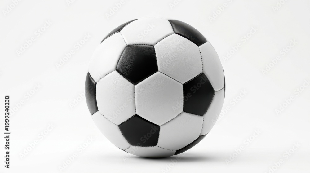 Naklejka premium Classic Black and White Soccer Ball on White Background