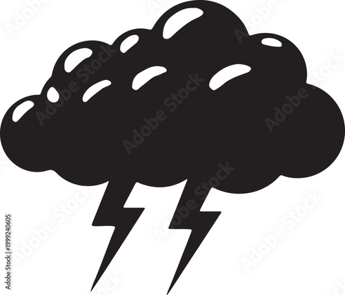 Black storm cloud with lightning bolt
