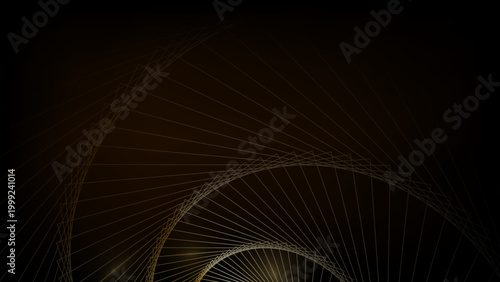 暗い背景に繊細なラインで描かれた螺旋状の幾何学パターンが広がるシックでモダンな抽象デザイン