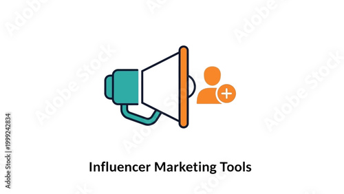Megaphone with social media influencer symbol.