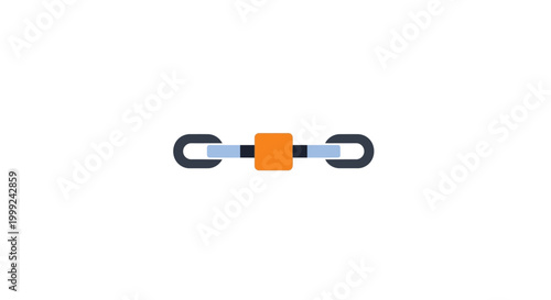 Metal chain link with orange connector.