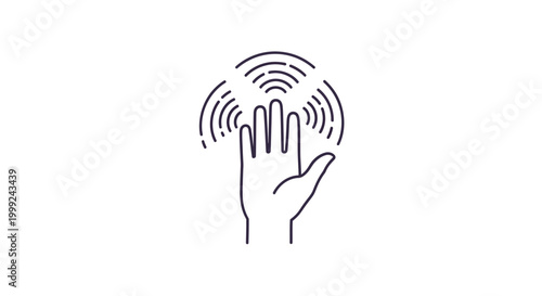 Photos Hand with Finger Touching Waves.