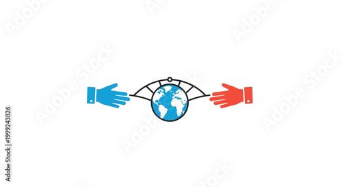 Tableau sur toile Hands holding the Earth globe together.