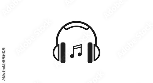 Headphones with music note icon symbol.