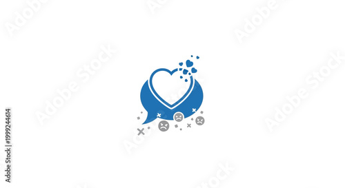 Heart Icon with Blue Speech Bubbles.