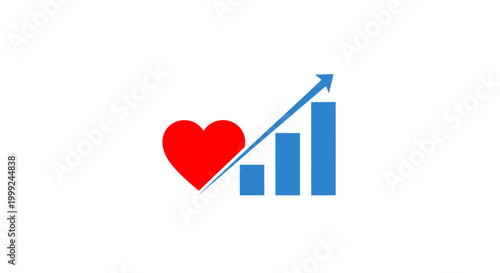 Heart with growing graph chart.