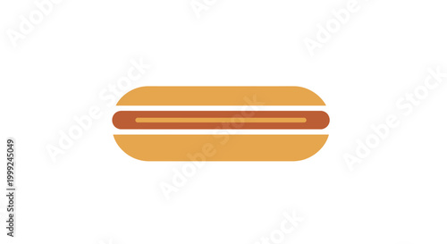 Hot dog with buns and filling.