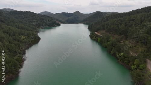 Aerial Drone Footage of a Stunning Emerald Lake