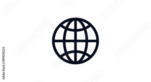Black Globe Icon Earth Symbol.