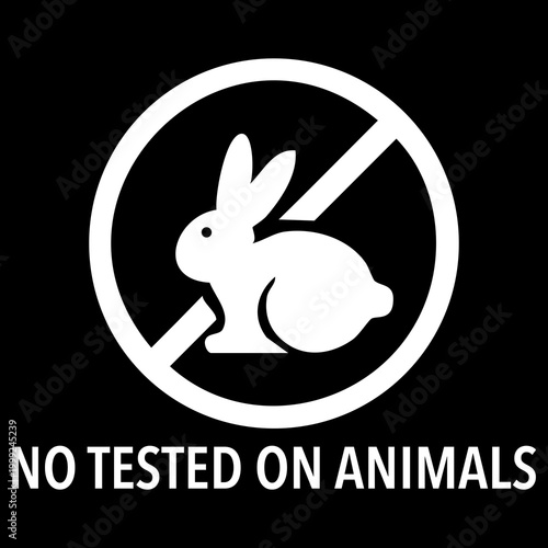 No Tested on Animals Cruelty Free Rabbit Icon Black Background