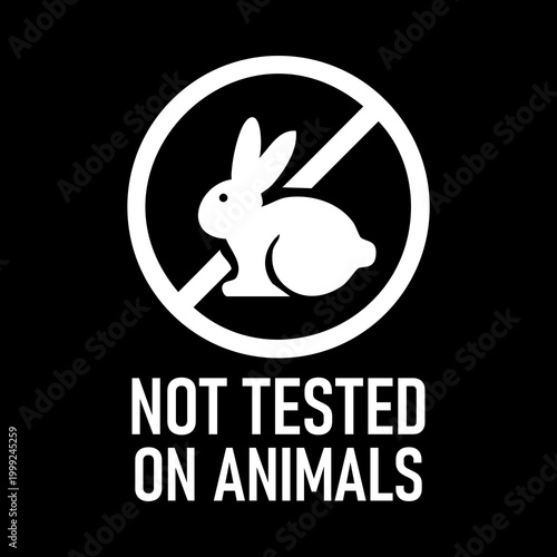 Not Tested on Animals Cruelty Free Bunny Icon Black Background