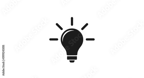 Black Light Bulb Icon Symbol.