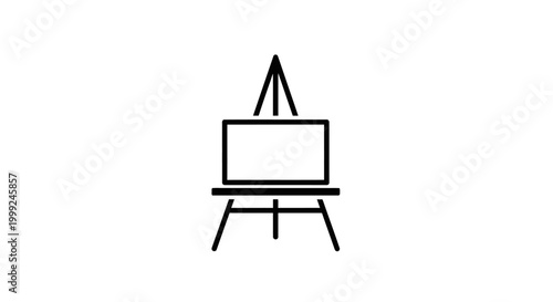 Black line art easel with canvas.