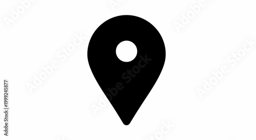 Black Map Pin Icon Symbol.