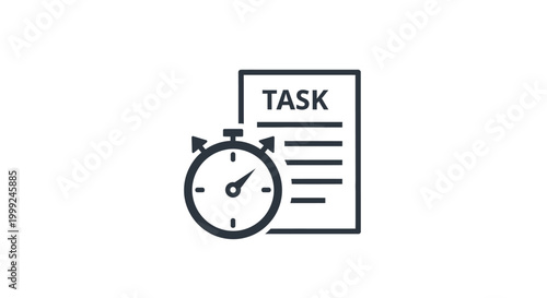 Stopwatch and Task List Document Icon.