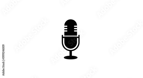 Black Microphone Icon Isolated On White.