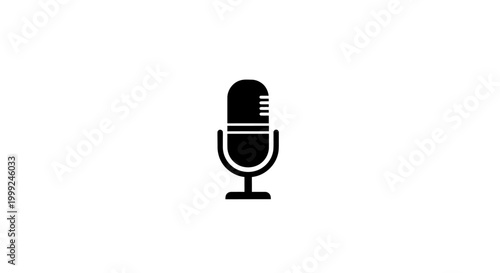 Black Microphone Icon Isolated On White.