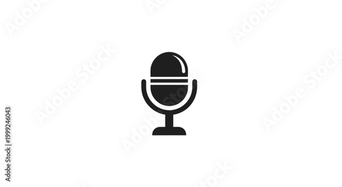 Black Microphone Icon On Stand.