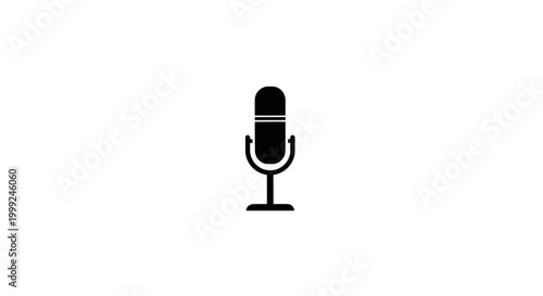 Black Microphone On Stand Closeup View.