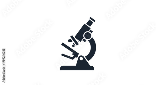 Black microscope on white background.