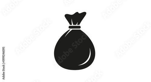 Black Money Bag Icon Symbol.