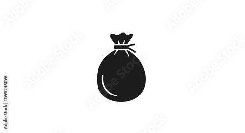 Black Money Bag Icon Symbol.