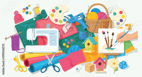 A colorful assortment of art and craft supplies