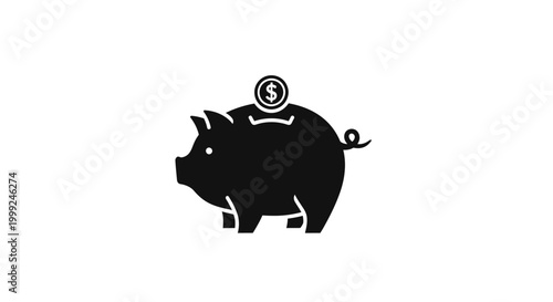 Black Pig with Coin Savings.