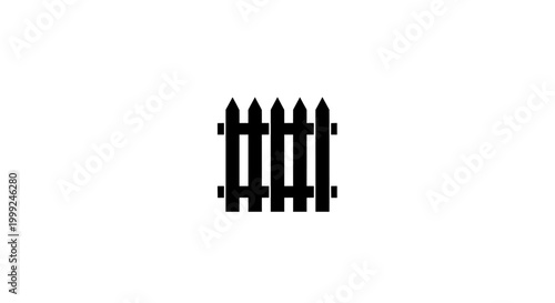 Black Picket Fence Silhouette Icon.