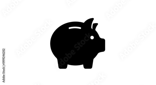 Black Piggy Bank Savings Icon Profile.