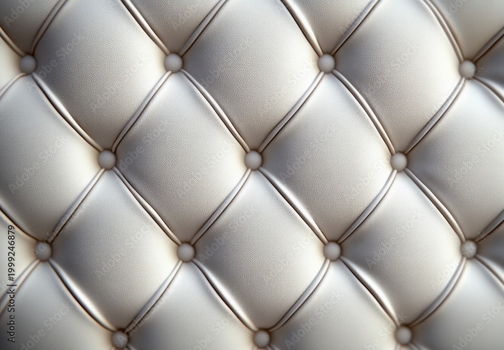 Fototapeta premium close-up of cream button-tufted leather upholstery with diamond pattern conveying luxury and comfort