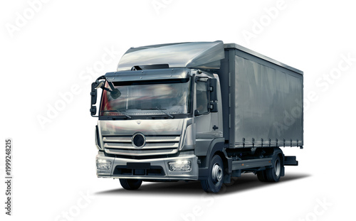Schilderij op canvas Delivery truck on isolated white background.