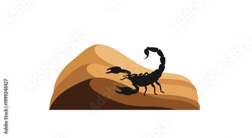 Scorpion Silhouette on Desert Dune, Arid Landscape, Wildlife, Danger Concept