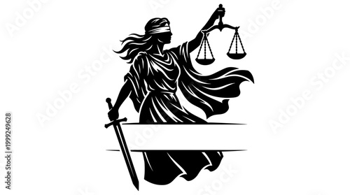 Lady Justice Bold Silhouette T-Shirt Graphic Vector