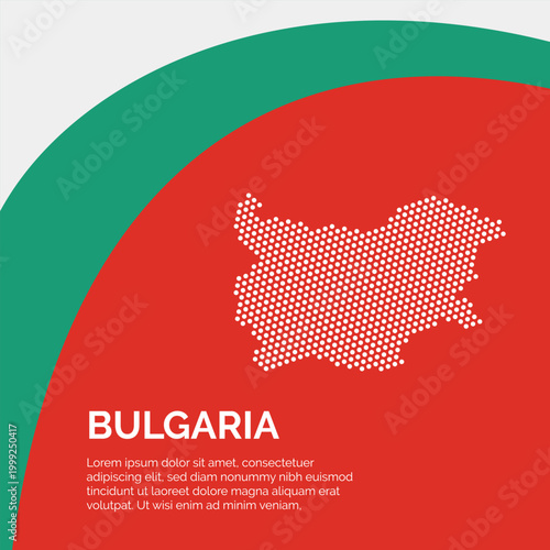 Flag and Map of Bulgaria. Dotted map of the country and a rainbow-shaped flag design.