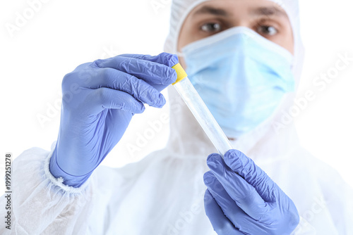 Male scientist with test tu...