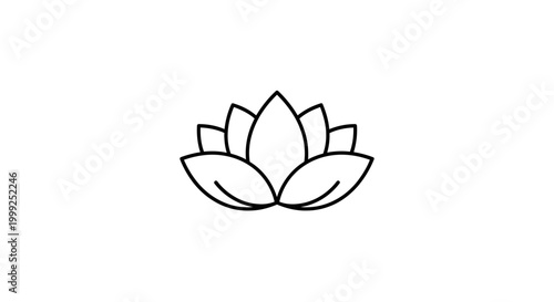 Simple line drawing lotus flower icon.