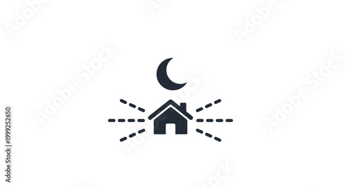Simple black house with crescent moon.