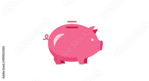 Pink Pig Piggy Bank Savings.