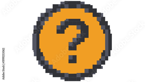 Pixelated question mark icon symbol.