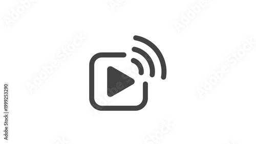 Play Button Icon with Sound Waves.