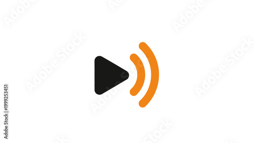 Play Button with Orange Signal Waves.
