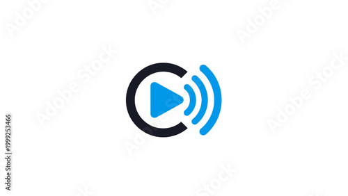 Play button with sound waves icon.