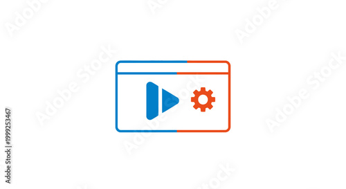 Play button with gear icon.