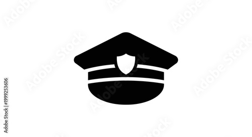 Police Officer Cap Icon Symbol Logo.
